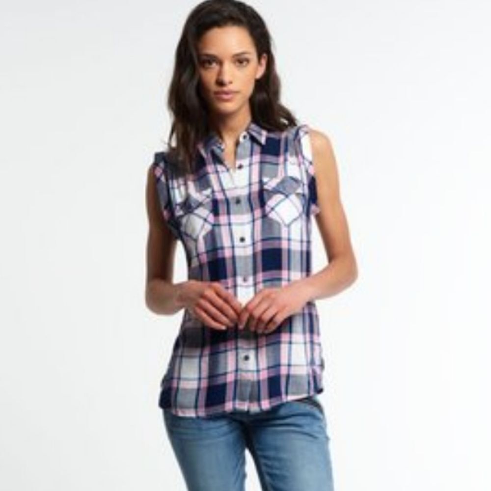 Rank 45 Pearl Snap Flannel Tank
